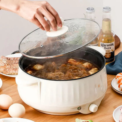 220V Electric Multi Cooker Pot - Single & Double Layer Non-Stick Rice Cooker Hot Pot for 1-2 People Household Cooking