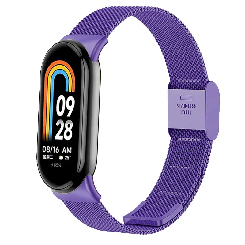 Stainless Steel Mesh Strap for Xiaomi Mi Band 9 & 8 – Metal Replacement Watchband Accessory