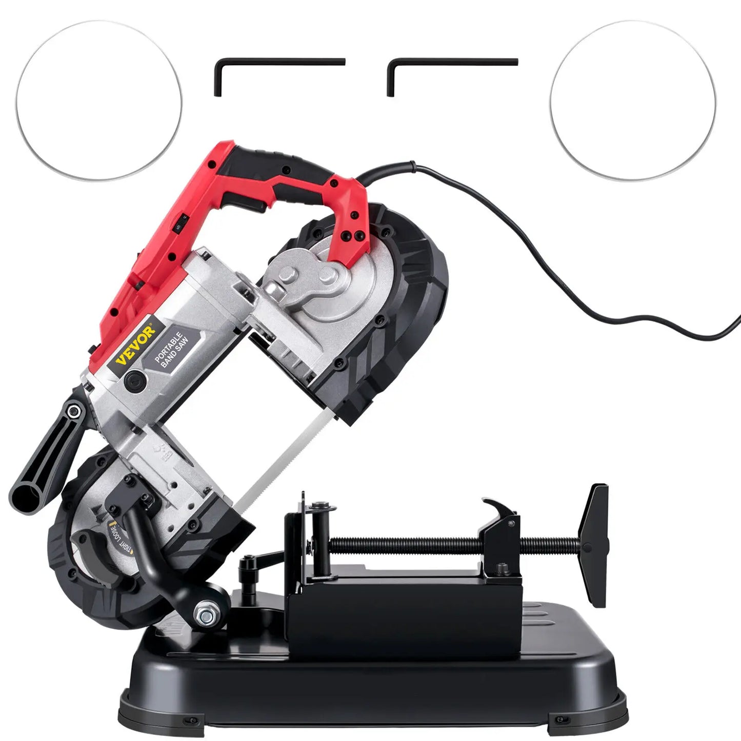VEVOR Cordless Portable Bandsaw – 5-Inch Cutting Capacity, 10Amp Variable Speed Motor for Metal, Wood, Pipes & Rebar