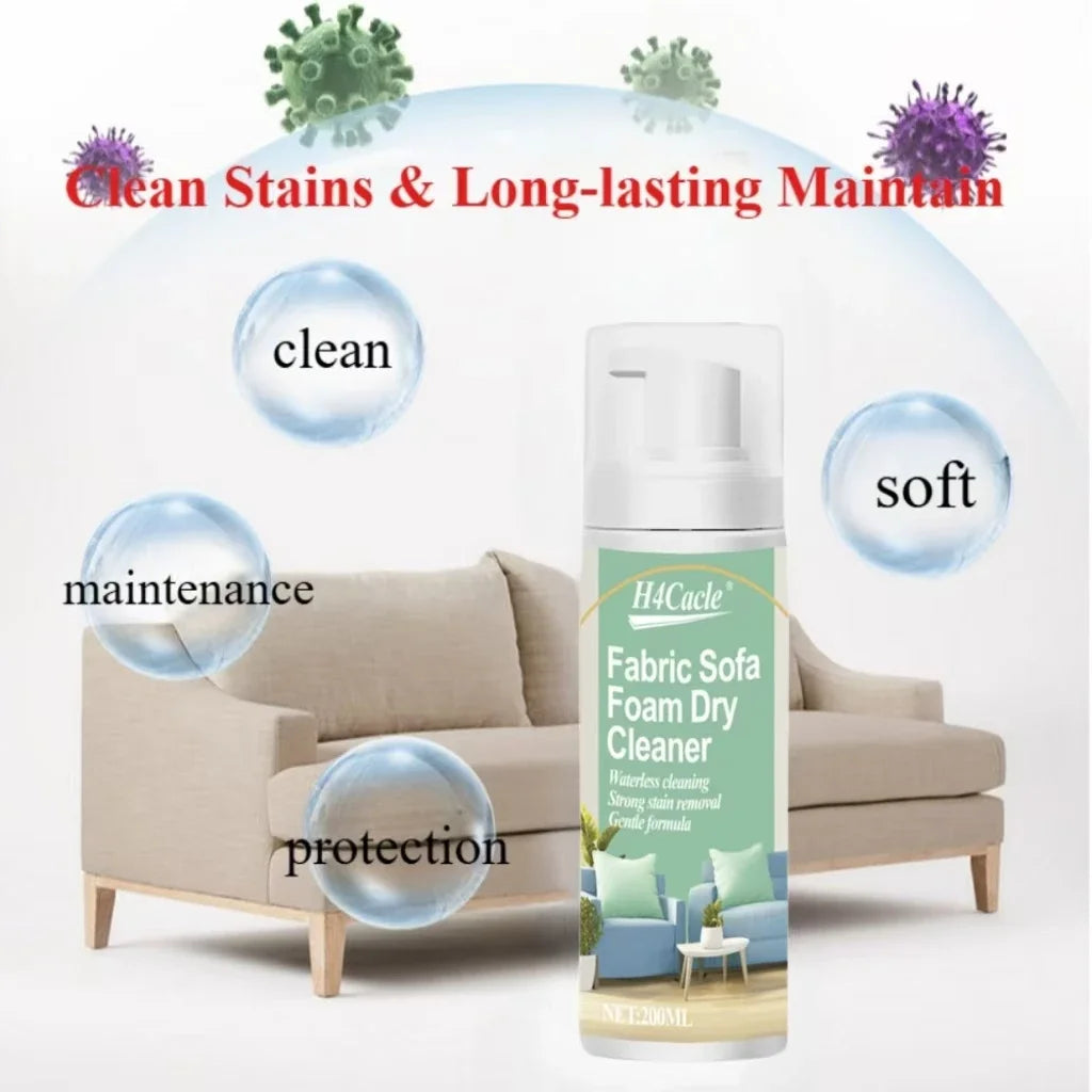 Fabric Sofa Foam Dry Cleaner – Multi-Functional No-Water Stain Remover for Upholstery, Carpet, Curtains & Clothing Care