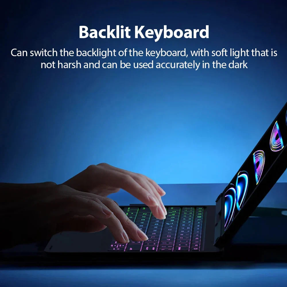Magic Keyboard Case for iPad Air & Pro – Backlit Keyboard Cover for 11" & 12.9" (2024 M2, 7th-10th Gen)