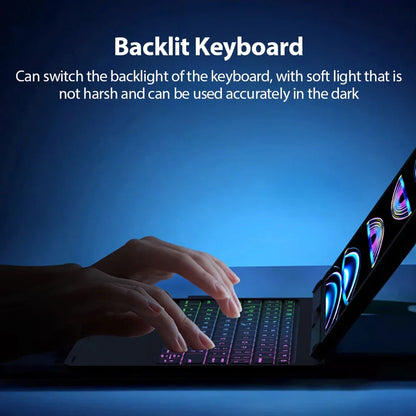 Magic Keyboard Case for iPad Air & Pro – Backlit Keyboard Cover for 11" & 12.9" (2024 M2, 7th-10th Gen)