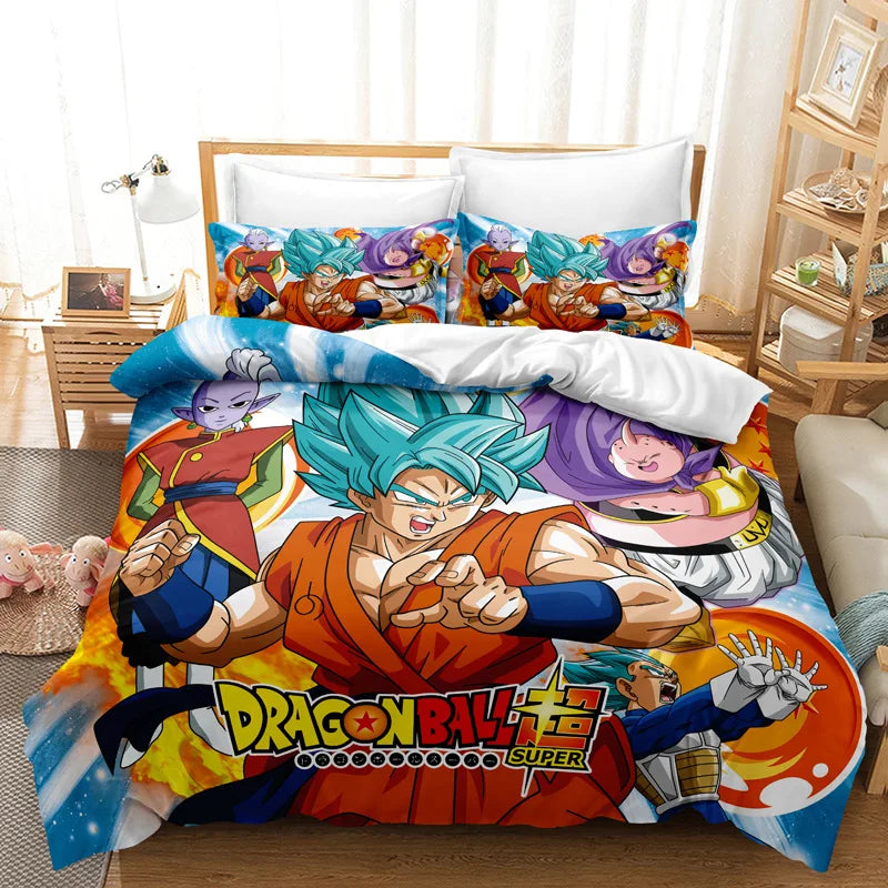 Goku Super Saiyan Dragon Ball Bedding Set – 2/3pcs Duvet Cover & Pillowcase 3D Anime Quilt Cover for Teens