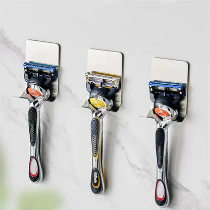 Stainless Steel Razor Holder Wall Hook – No-Drill Bathroom Shaver Storage Rack Organizer Accessories