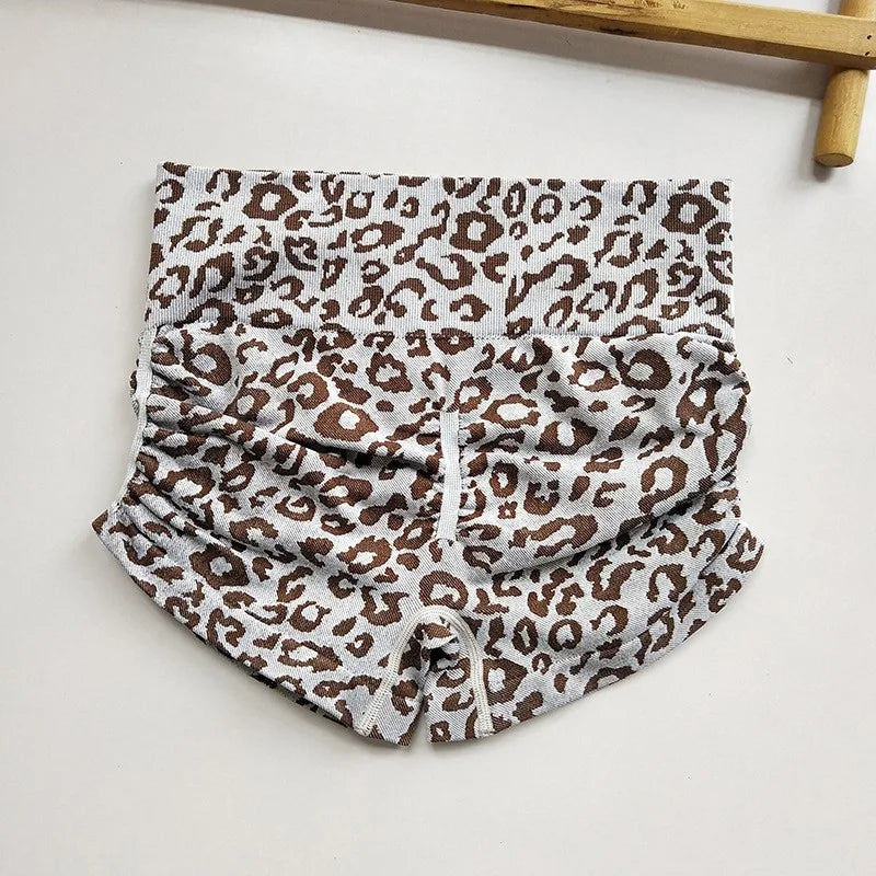 Women's Leopard Print Seamless Yoga Shorts - High-Waisted Butt-Lifting Fitness Workout Shorts