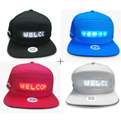 Unisex Baseball Cap with USB Rechargeable Bluetooth – APP Programmable LED Scrolling Message Display, Hip Hop Street Snapback Hat