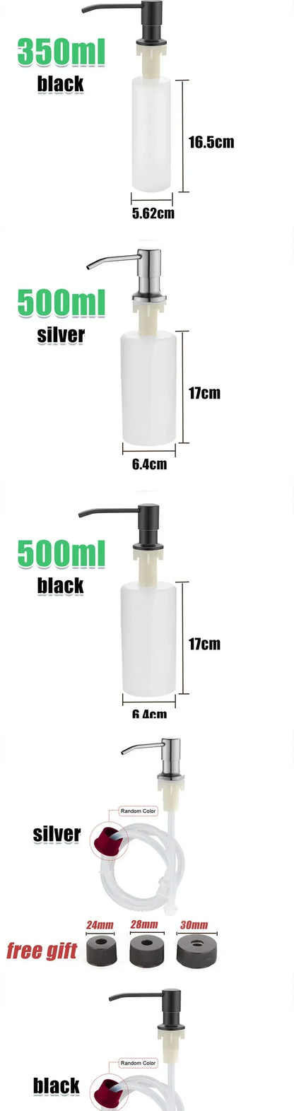 500ml Stainless Steel Liquid Soap Dispenser — Hand Press Pump Bottle for Kitchen Sink