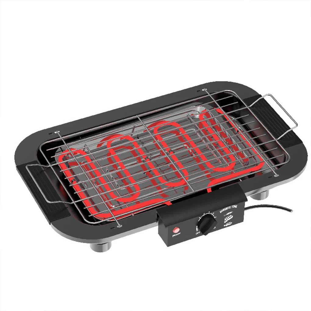 Electric Indoor Smokeless BBQ Pan — Versatile & Durable Grill for Cooking, Black, US Plug
