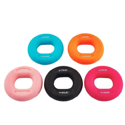 Silicone Hand Grip Strengthener: 20-80LB Gripping Ring Finger Trainer, Carpal Expander, Muscle Stretcher - Relieves Wrist Pain