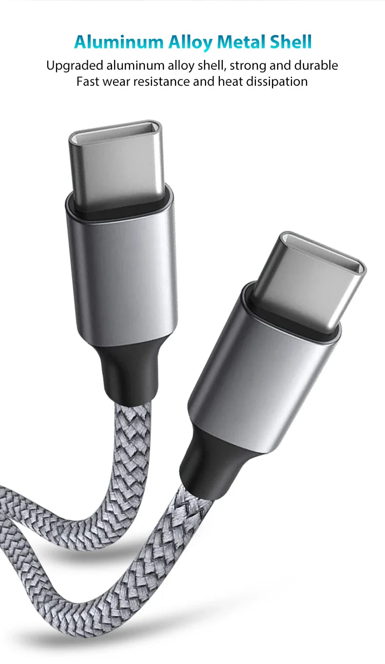 Type-C to Type-C PD 60W Fast Charging & Data Cable — 3M/5M/8M/10M Extension for iPhone 15 Pro Max, Huawei, Xiaomi, Samsung