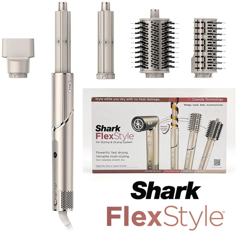Shark HD430 FlexStyle Hair Dryer & Airwrap – Negative Ion Blow Dryer Brush, Multi-Styler with Auto-Wrap Curlers