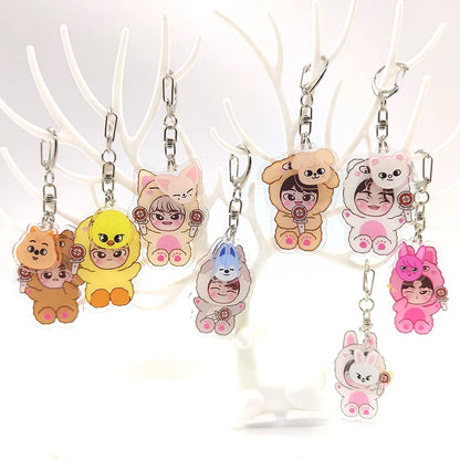 8pcs KPOP Acrylic Keychain Set — Cute Bag Pendants for Fans & Gifts