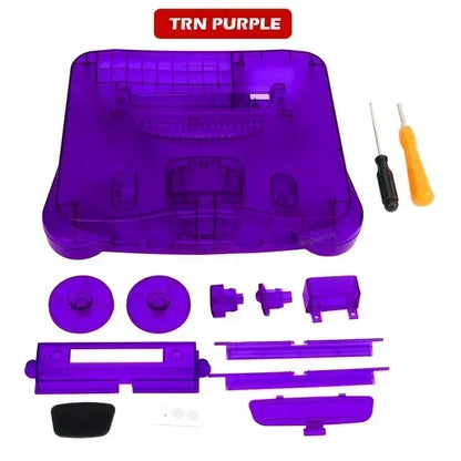 2-Pack Transparent Orange & Purple N64 Replacement Housing Shell – Translucent Case for Nintendo N64 Console