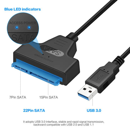 SATA to USB 3.0 Cable – 6 Gbps Adapter for 2.5 Inch External HDD/SSD, SATA III 22-Pin to USB 3.0 Cord