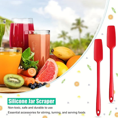 Long Handle Silicone Spatula Jar Scraper – Non-Stick Rubber Kitchen Tool for Blenders, Smoothies, Cooking & Baking