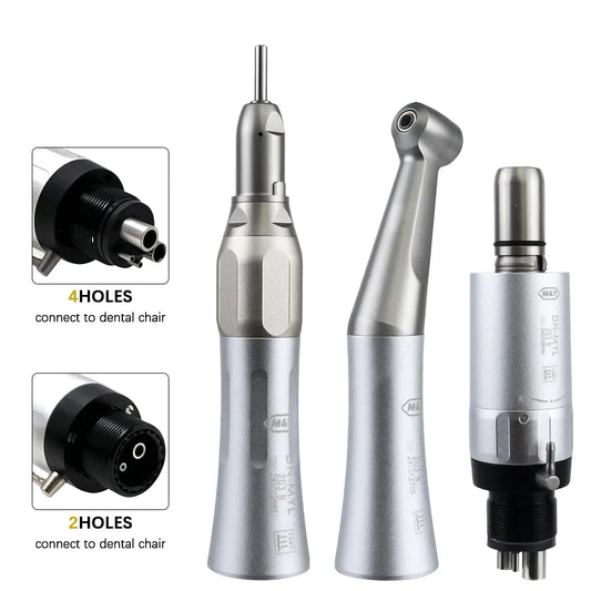 NSK FX23 Style Dental Low-Speed Handpiece Kit — Teeth Polishing Contra Angle with Air Motor, External Water Spray & 2/4H E-Type Connector