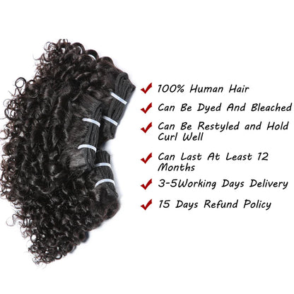 Code Calla Bouncy Curly Hair Bundles – Double Draw 6-inch Short Cut Remy Human Hair Extensions in Natural Black & Brown