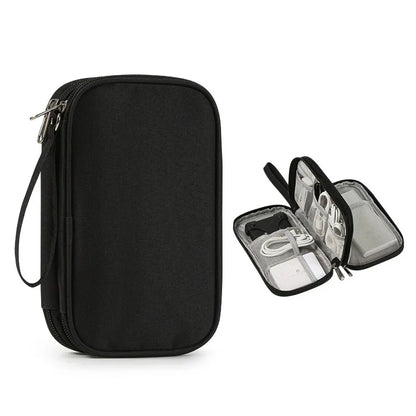 Travel Electronics Organizer Bag — Portable Waterproof Double-Layer Storage for Cables, Wires & Accessories
