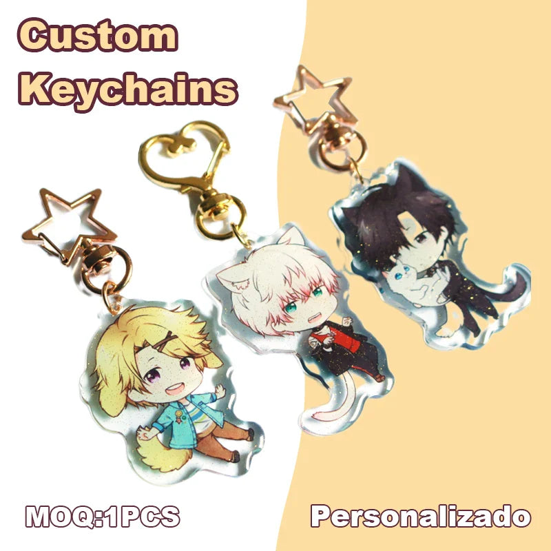 Custom Cartoon Keychains — Personalized Photo & Anime Transparent Hologram Acrylic Charm, Perfect Gift