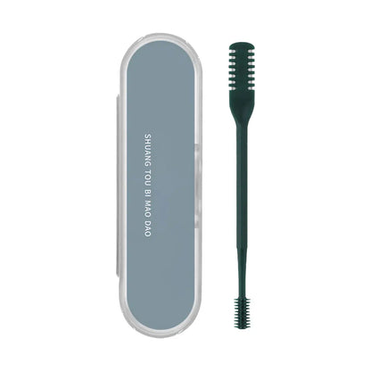 Portable Manual Nose Hair Trimmer - Waterproof Double Head Hair Remover with Storage Box for Men & Women