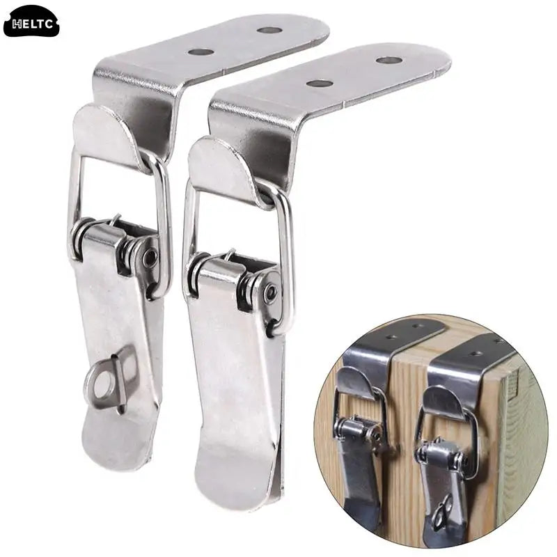 Stainless Steel 304 Locking Latch - Metal Toggle Catch Clasp with Loaded Hinges for Toolbox, Box & Furniture Hardware Accessories