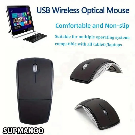 2.4G Wireless Foldable Mouse - Portable Mini Ergonomic USB Mouse for Laptop, PC, and Desktop