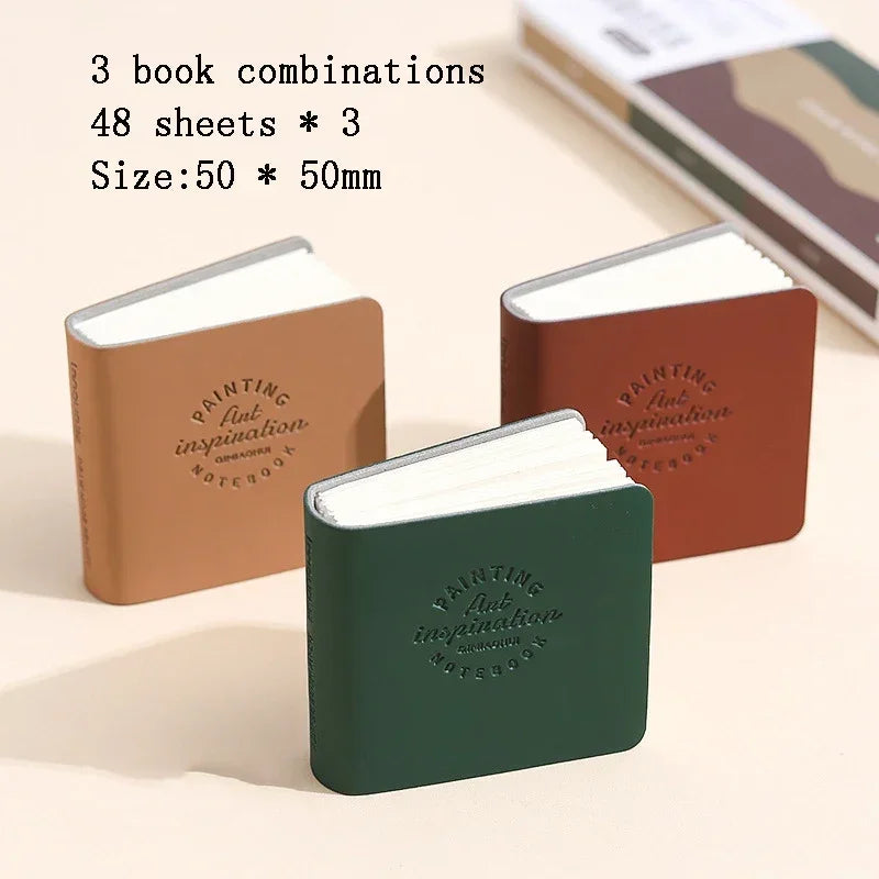 3Pcs Mini Square Watercolor Sketchbook Set – Thick Paper Drawing & Painting Books for Art & Relaxation