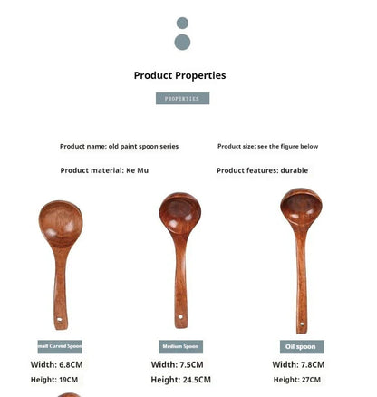 Non-Stick Wooden Cooking Spoon — Solid Anti-Scalding Soup Ladle for Daily Kitchen Use
