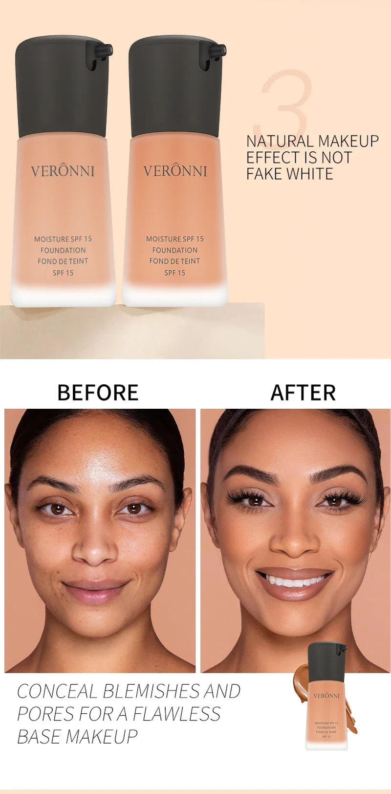 Matte Liquid Foundation – Full Coverage BB Cream with Oil Control, Waterproof & Long-Lasting Natural Face Base