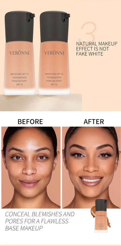 Matte Liquid Foundation – Full Coverage BB Cream with Oil Control, Waterproof & Long-Lasting Natural Face Base
