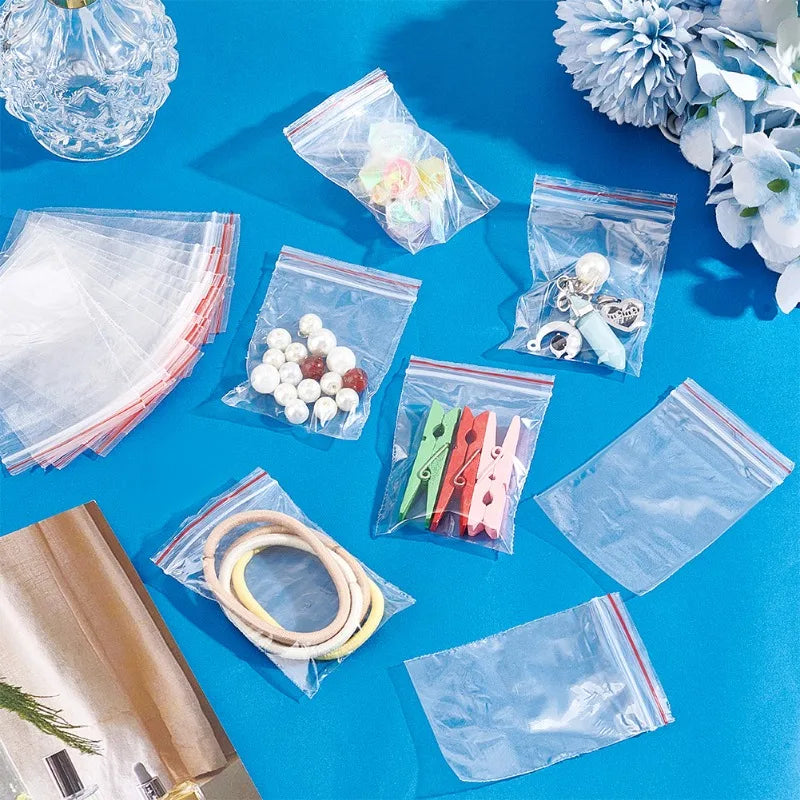 500/100pcs Self-Seal Transparent Plastic Bags – Storage Pouches for Jewelry, Food, Pills, Wholesale