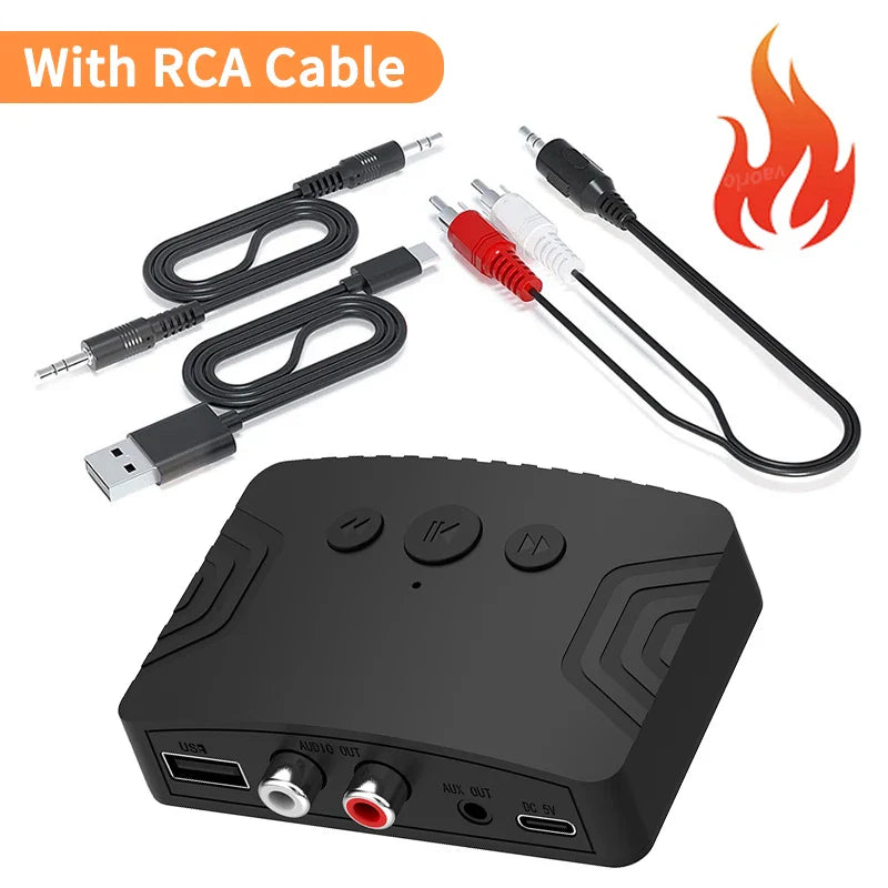 Bluetooth 5.3 Audio Receiver – 3.5mm AUX, RCA & USB Wireless Music Adapter for Car & Speaker