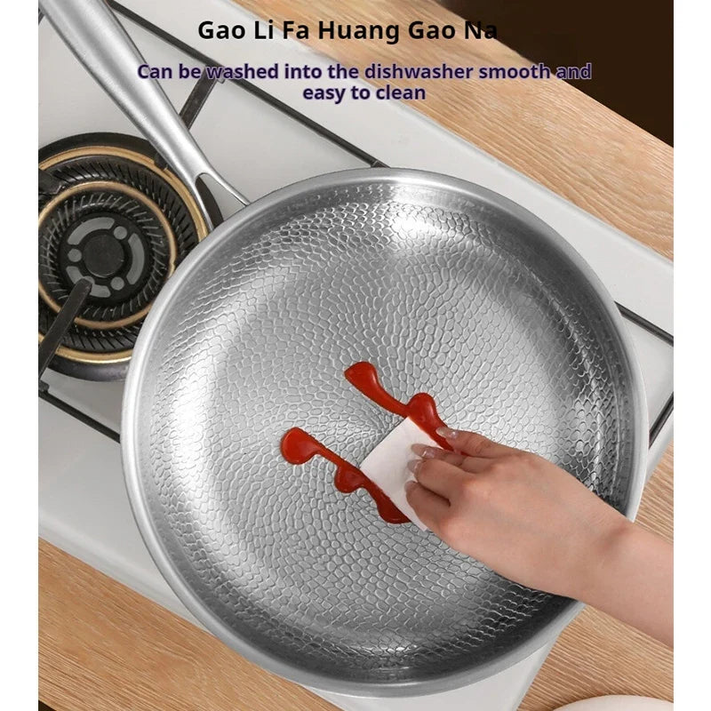 German Pure Titanium Frying Pan - Non-Stick Uncoated Fish Scale Hammer Pattern Titanium Alloy Cookware, 26/28/30cm