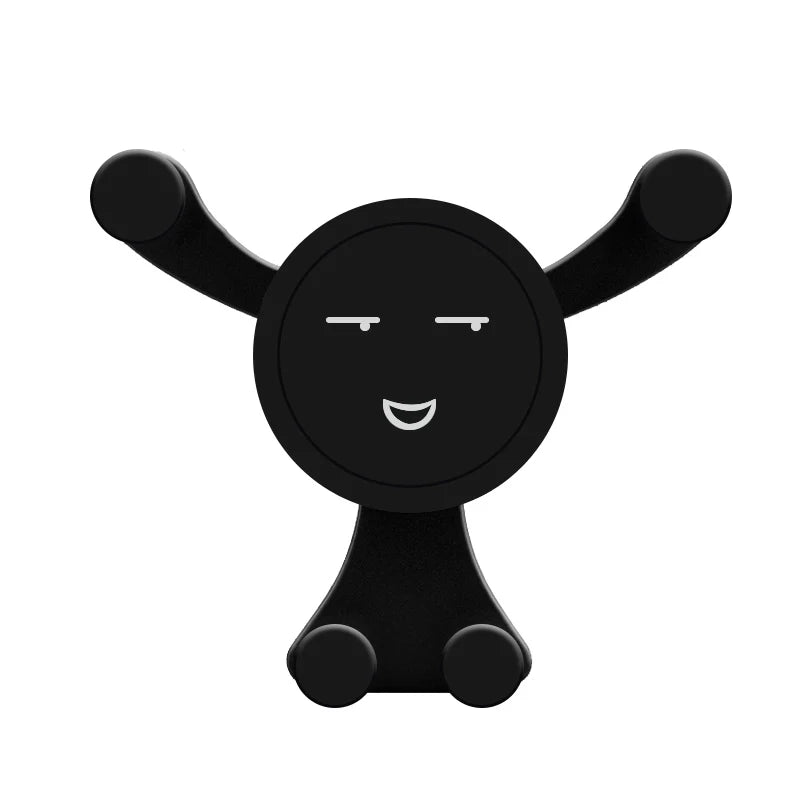 Gravity Car Phone Holder – Air Vent Clip with Smile Face Bear, Mobile Stand for iPhone, Samsung, and GPS Devices