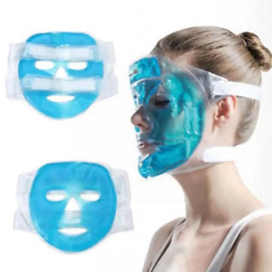 Cold Gel Face Mask — Blue Full-Face Ice Compress for Moisturizing, Relaxation & Facial Care