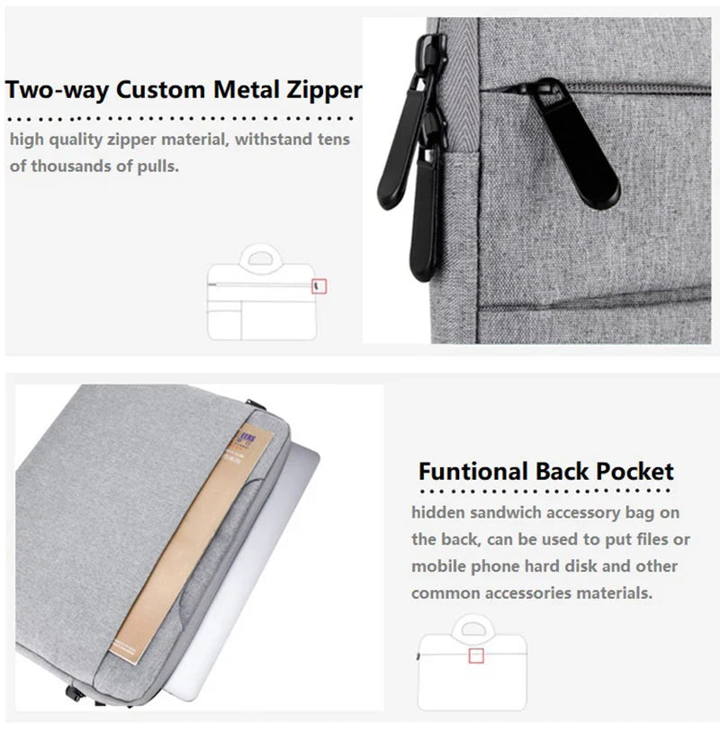 Water-Resistant Laptop Sleeve Bag - Universal Notebook Handbag Case for 11-15.6 Inch MacBook & Computer Travel Protection
