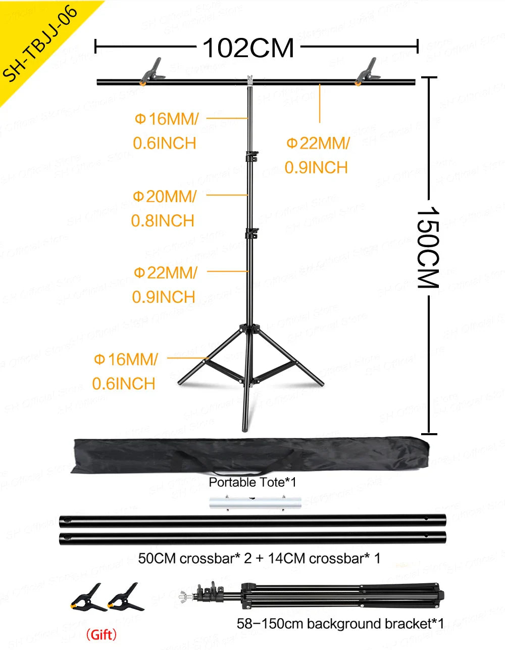 T-Shaped Adjustable Tripod Stand – Photography Backdrop Support System for Non-Woven & Muslin Backgrounds