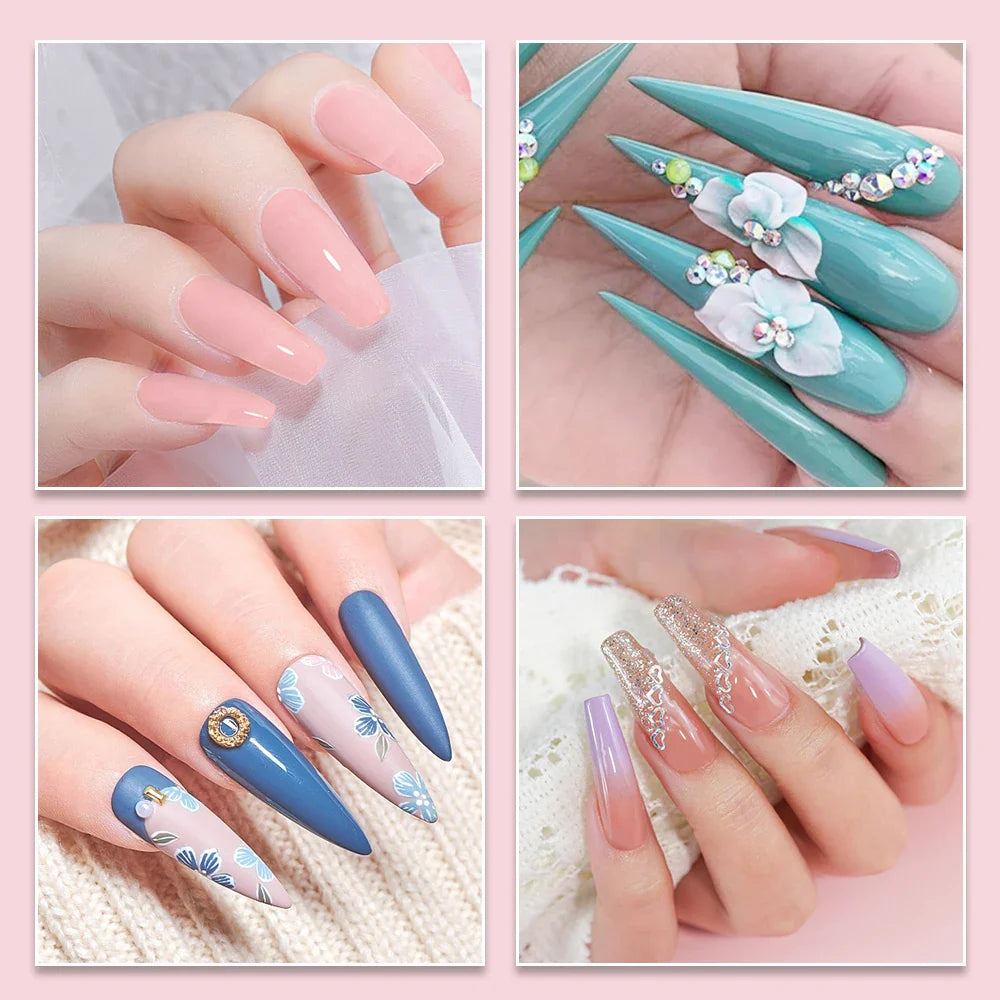 Nail Acrylic Powder and Liquid Monomer Kit – Crystal Nail Glitter, 3D Nail Tips, Carving Tools for Nail Art Decoration