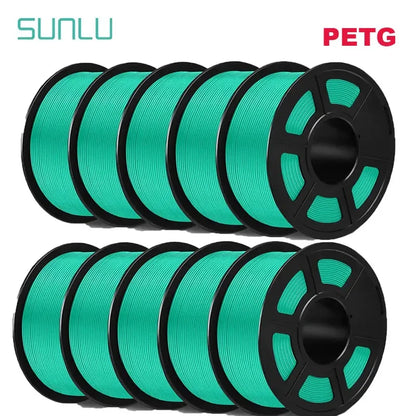 SUNLU PLA/PETG/PLA+ 3D Printer Filament Bundle – 10 Rolls 1KG Each, 1.75mm Neatly Wound Filament for 3D Printing (EU/US)