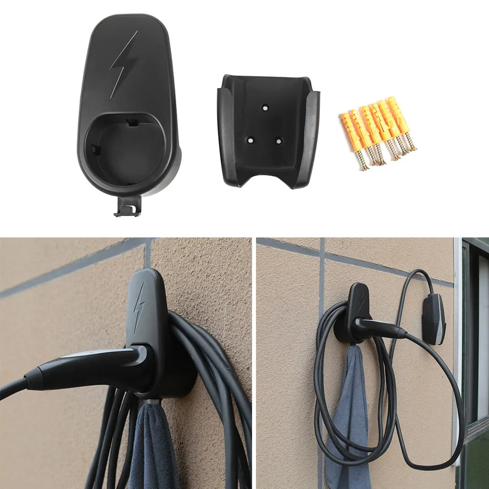 Vehicle Charger Control Holder with Chassis Bracket - Wall Stand for Tesla Model 3/Y, Charger Cable Organizer