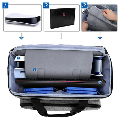 PS5 Controller Travel Bag — Hard Shell Game Console Carrying Case with Multiple Storage Pockets