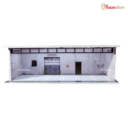 1:64 Scale Garage Scene Model with Lights – Assembled Parking Lot Diorama for Miniature Car Display