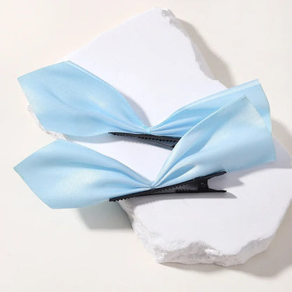 2pcs Black & White Ribbon Hair Bow Clips – Vintage Bowknot Side Hairpins, Cute Barrettes for Girls & Women, Headdress Accessories