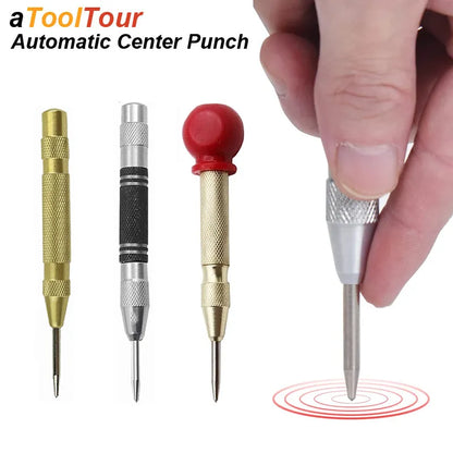 Automatic Center Punch for Woodworking Metal | Self-Pin Mark Spring Loaded Dent Marker | Carpenter Hand Tool