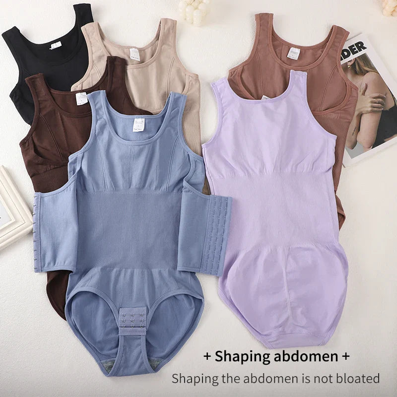 Bodysuit Shapewear – Double Breasted Tummy Control Body Shaper, Postpartum Slimming Waist Trainer & Comfort Corset for Flat Belly