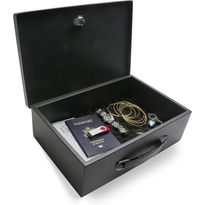 Fireproof Lock Box — Safe for Documents, Jewelry & Money | 0.17 Cubic Feet with Keys, Black