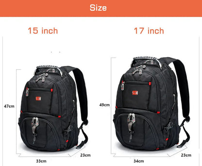 Swiss Multifunctional 17 Inch Laptop Backpack – Durable Travel Bag with USB Charging Port, Water-Resistant College Bookbag