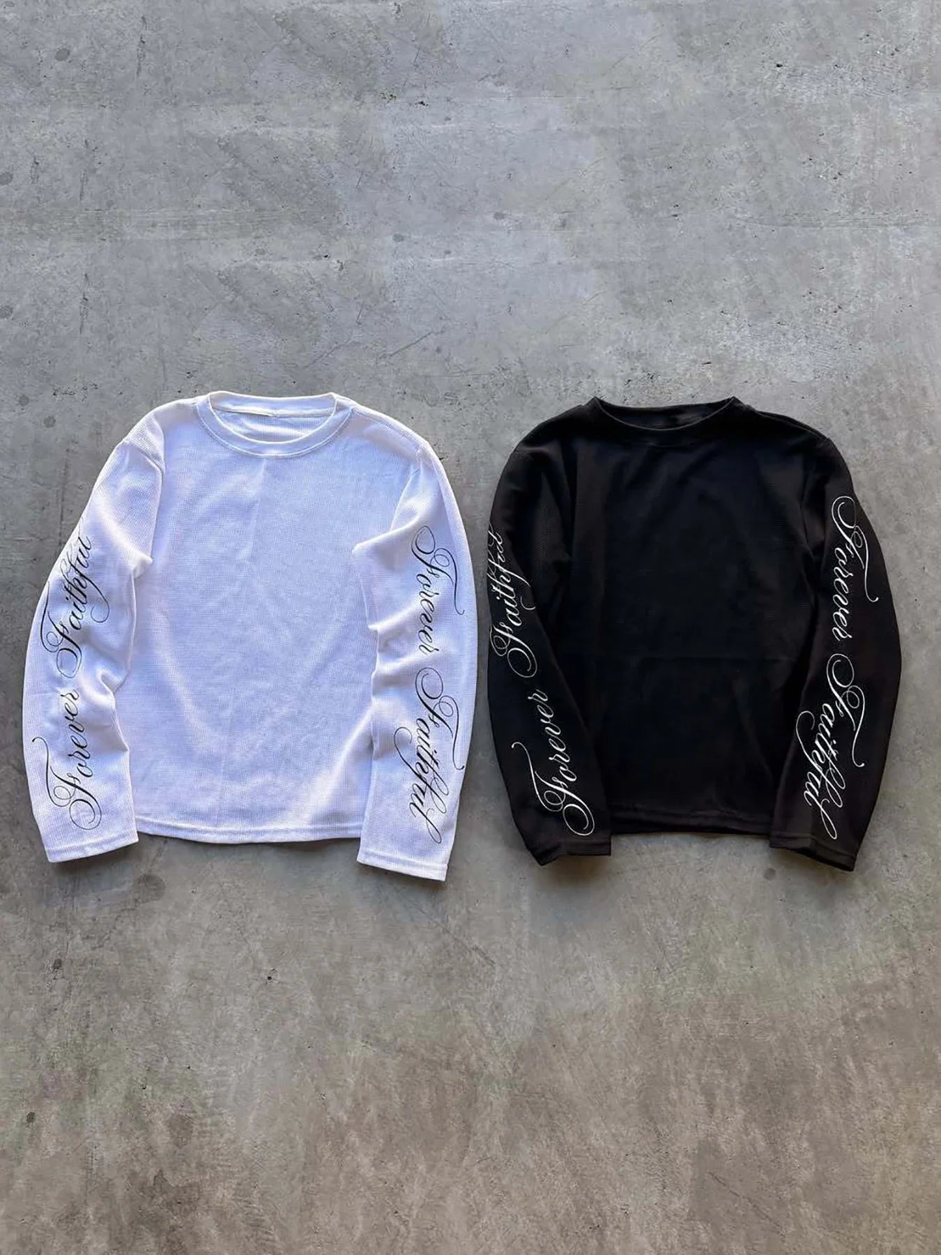Retro Streetwear Long Sleeve T-Shirt - Loose Fit English Print Casual Crew Neck Top
