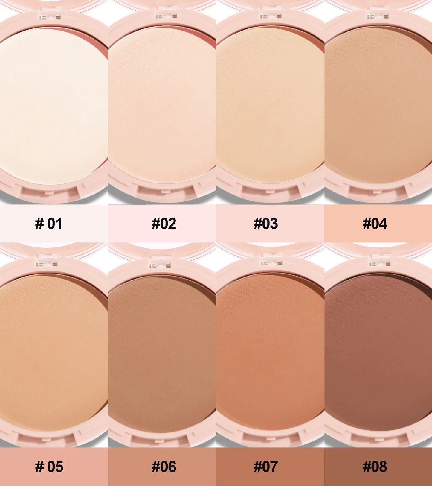 8-Color Matte Pressed Face Powder – 24H Oil Control, Full Coverage Waterproof Setting Foundation