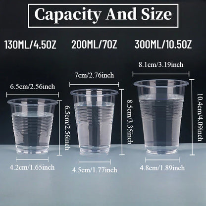 50/100PCS Disposable Clear Plastic Cups — Party, Picnic, Wedding & Camping Drinking Cups